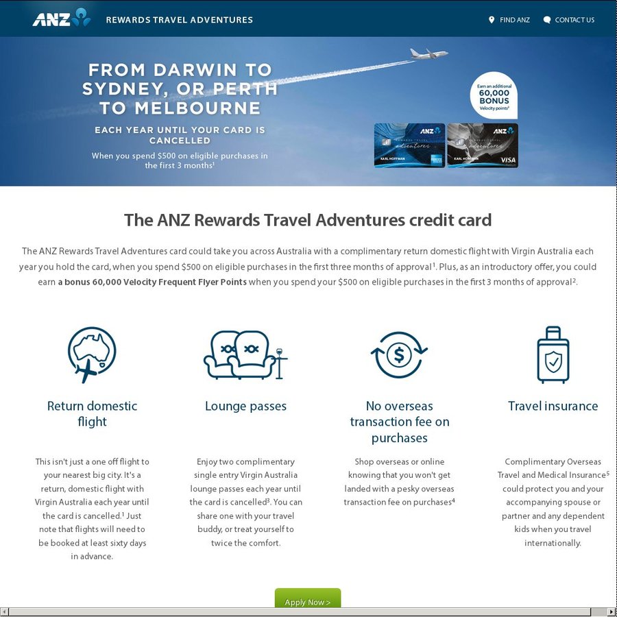anz rewards travel adventures card review