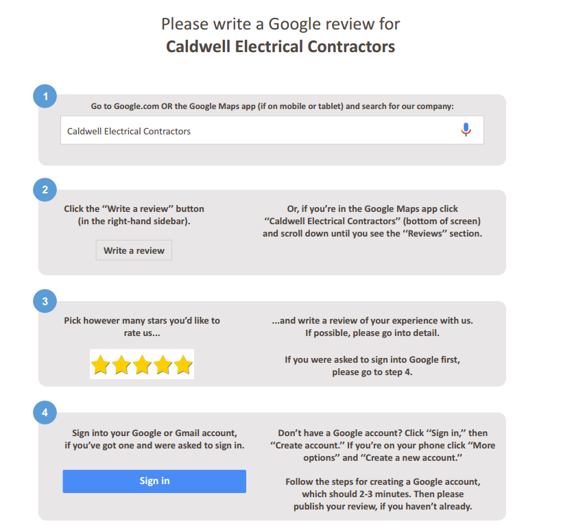 google review instructions for customers